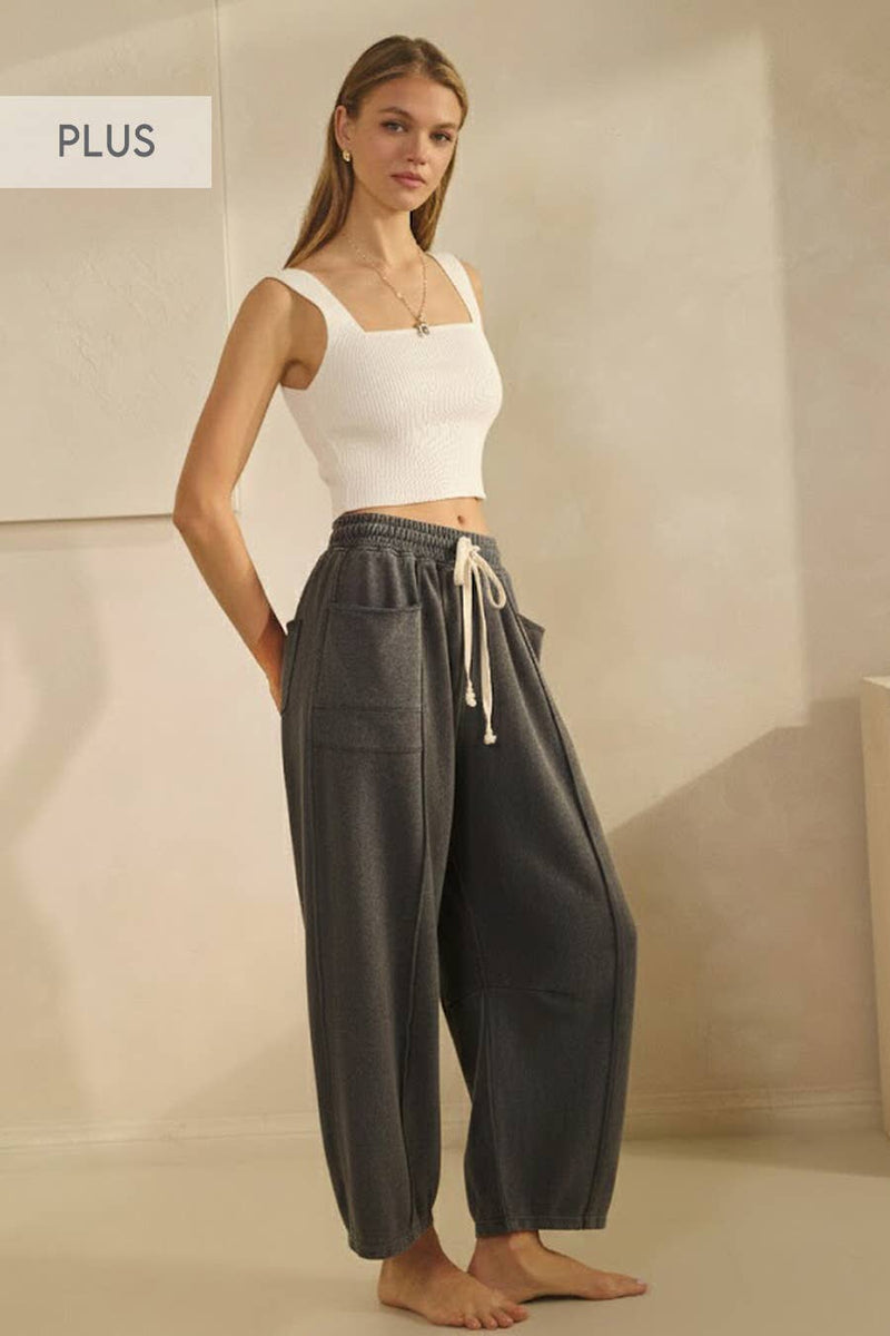 Plus Washed Charcoal French Terry Pants