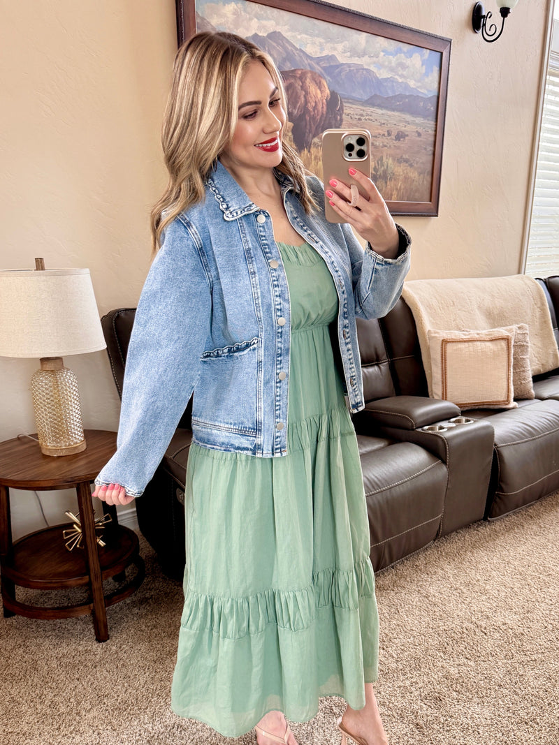 Ruffle Denim Jacket
