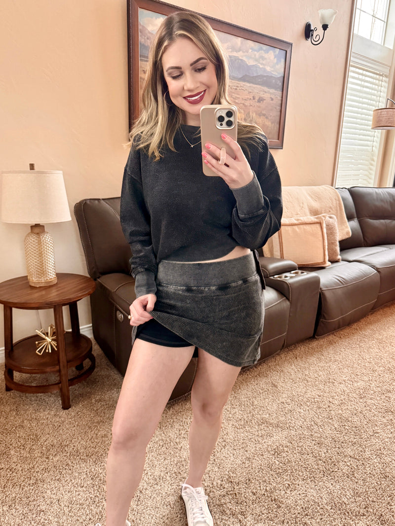Corded Skort in Black