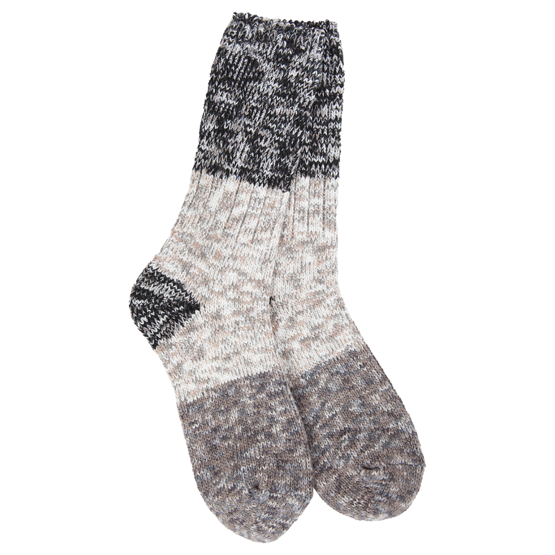 World's Softest Socks - Ragg Crew Colorblock in Stone Multi