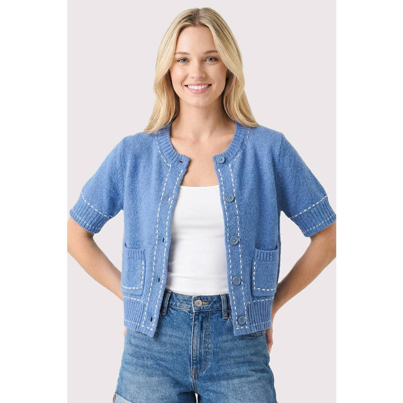 SHORT SLEEVE BUTTON DOWN CARDIGAN