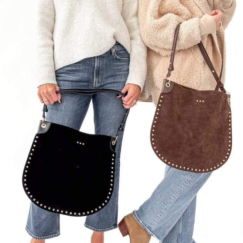 Rosalie Rivet Suede Hobo Bag