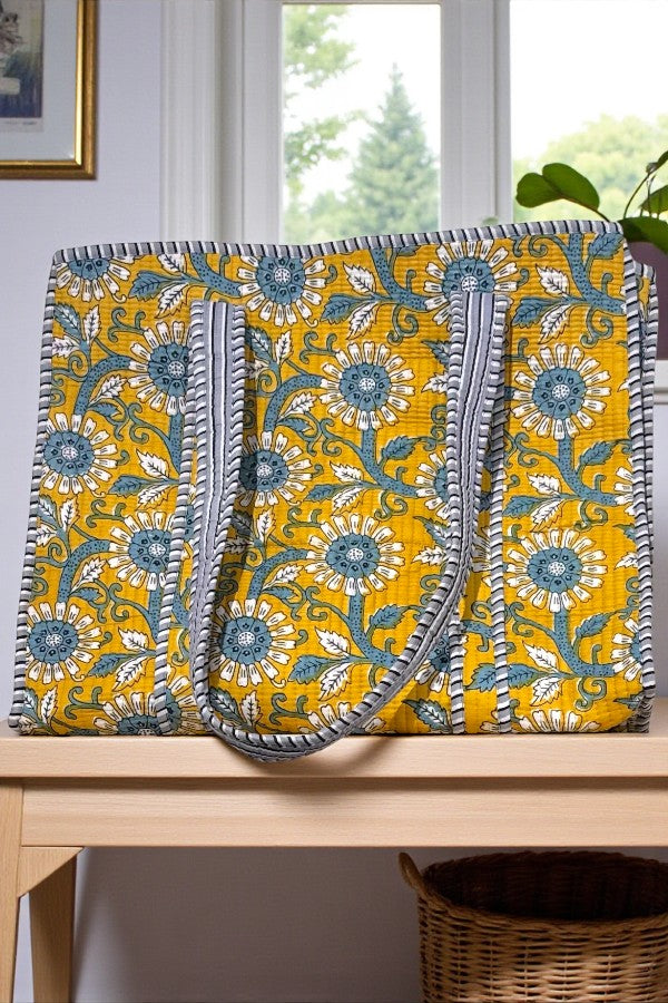 SC - Rourke Yellow Floral Patterned Tote Bag