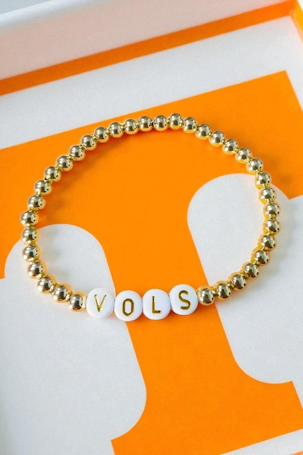 SC - Vols Gold Beaded Bracelet