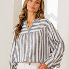 Oversized Button Down Striped Top