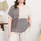 MULTI PATTERN COLORBLOCK SHORT SLEEVE SWEATER