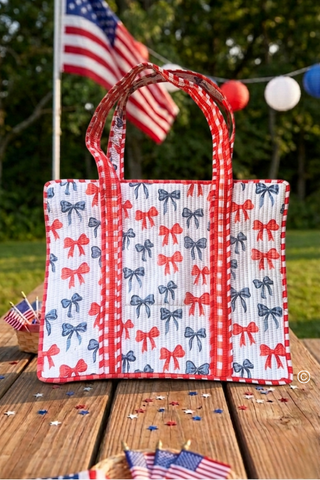 SC - ETA 6/1 - Americana Red and Blue Bow Tote Bag