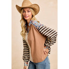 CUT EDGE FLORAL DENIM WAFFLE MIX AND MATCH TOP