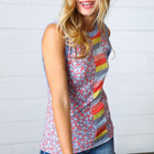 Coral & Denim Stripe Floral Print Tank Top
