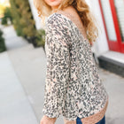 Go All Out Cream Animal Print Paisley Print V Neck Top