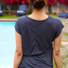 Charming In Charcoal Asymmetrical Shirred Drop Shoulder Modal Top