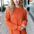 Pumpkin Spice Mock Neck Chest Pocket Knit Sweater
