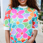 Spring Vibes Multicolor floral Rib Back Bow Tie Detail Top