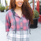 Pretty in Plaid Brushed Hacci Color Block Hoodie