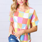 Multicolor Geometric Textured Knit Top