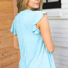 Sky Blue Two Tone Babydoll Fringe Tassel Top