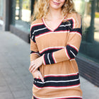 Casual Chic Taupe Hacci Stripe Pocketed Tunic/Dress