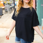 Be Bold Black Crinkle Texture Pocketed Dolman Top