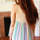 Mustard Two-Tone Boho Print Back Tie Tank
