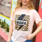 Peach "Mama" Animal Print Graphic Tee