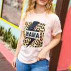 Peach "Mama" Animal Print Graphic Tee