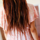 Blush Paisley Floral Yoke Tie Neck Top