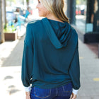 Hunter Green Color Block Outseam Stitch Terry Knit Hoodie