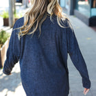 Casual Chic Solid Grey Choker Long Sleeve Hacci Pullover