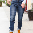 Judy Blue Dark Wash Mid Rise Cuffed Slim Fit Jeans