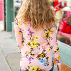 Pink Floral Cowl Neck Sweater Top