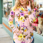 Pink Floral Cowl Neck Sweater Top
