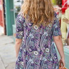 Navy Floral Paisley Front Keyhole Tunic Top
