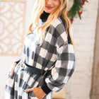 Black Buffalo Plaid Belted Sweater Dress