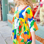 Bright Thoughts Green Floral Print V Neck Babydoll Dress
