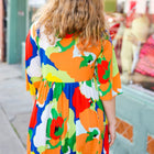 Bright Thoughts Green Floral Print V Neck Babydoll Dress