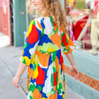 Bright Thoughts Green Floral Print V Neck Babydoll Dress