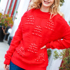 More The Merrier Red Pearl Christmas Tree Jacquard Sweater