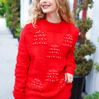More The Merrier Red Pearl Christmas Tree Jacquard Sweater