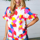 Multicolor Print Frilled Mock Neck Puff Sleeve Top
