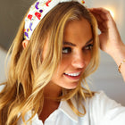 Red White & Blue Gem Cowboy Embellished Top Knot Headband