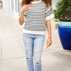 You've Got This Ivory & Black Wavy Stripe Pattern Sweater Top