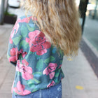 Everyday Hunter Green Floral Brushed Hacci Sweater Top