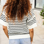 You've Got This Ivory & Black Wavy Stripe Pattern Sweater Top