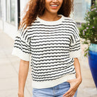 You've Got This Ivory & Black Wavy Stripe Pattern Sweater Top