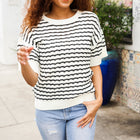 You've Got This Ivory & Black Wavy Stripe Pattern Sweater Top