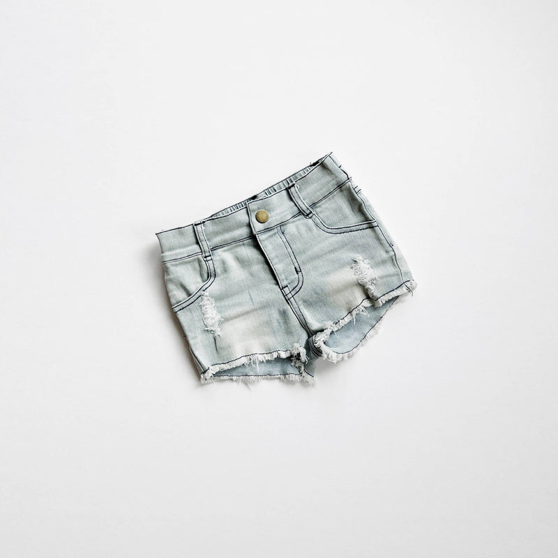 Girls Denim Shorts - Slate Gray