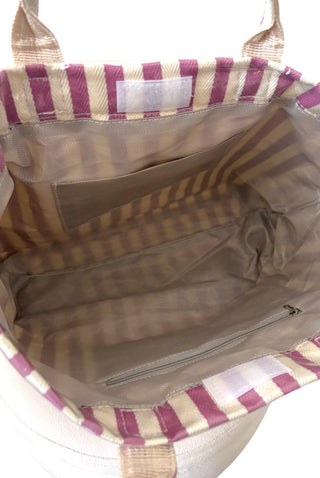 SC - Pink and Beige Striped TOTE BAG