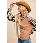 CUT EDGE FLORAL DENIM WAFFLE MIX AND MATCH TOP