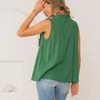 Relaxed Fit Ruffle Trim Sleeveless Top