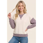PINSTRIPE BLOCKED MICRO BRUSHED TOP